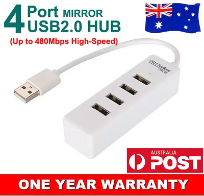 $8.99 • Buy High Speed 4 Ports USB 2.0 HUB Adapter Extension Cable Plug & Play PC Laptop AU