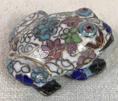Vintage Cloisonne Frog Pendant Detailed Unique Floral Cobalt Blue Pink Teal Grn • $12.99