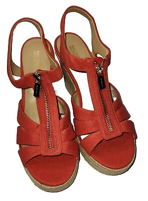 Michael Kors Orange/Red Berkley Wedge Sandal Size 7.5 M New Without Box   • $27