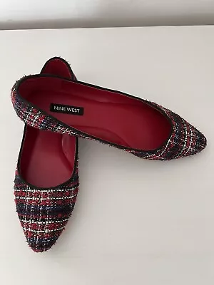 Nine West Navy Red White Boulce Fabric Ballet Flats Size 7M • $25