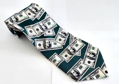 Christian Pelini Mens Tie 100% Silk 100 Dollar Bill Green Neck Tie • $6.95