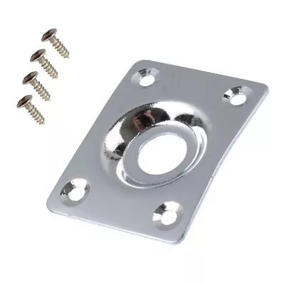Guitar Output Jack Plate Curved Square Recessed With Chrome Metal 4 Screws MIJ • $8.99