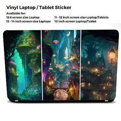 15.6 Inch Fantasy Jungle City Laptop Skin Tablet Vinyl Decal Sticker-MG14 • £6.99