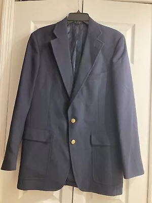 Palm Beach Navy Blazer Jacket W/ Gold Crest Buttons~Unlined~All Weather~40R • $21