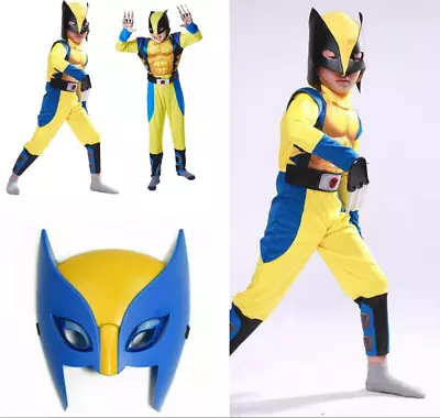 Stock Kid Boys Wolverine Costume X-Men Tight Muscle Suit Cosplay Party Halloween • $20.88