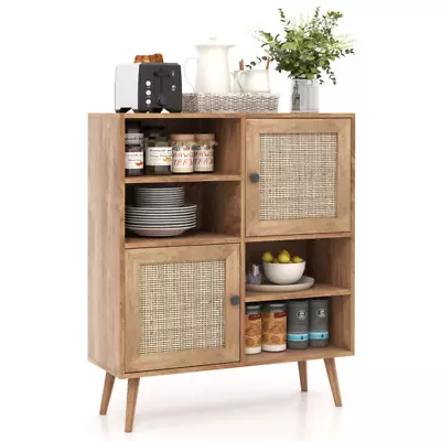 Rattan Buffet Cabinet With 2 Doors And 2 Cubbies • $137.13