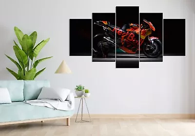 Framed MotoGP Race 5 Panel Canvas Print Wall Art Poster Home Decor. • $135.90