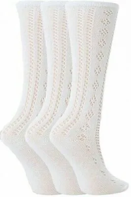 £4.99 • Buy 3 Pairs Girls Pelerine White Long Knee High Cotton Rich School Drew Brady Socks