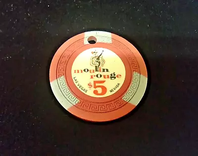 Canceled Moulin Rouge Cancan Girl $5 Casino Gaming Chip Las Vegas NV 1955 • $64