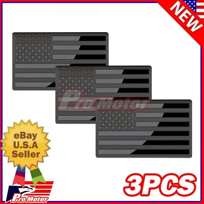 3x M BlacK USA Flag American Truck Fender Tailgate Hood Decal Metal Emblem Badge • $10