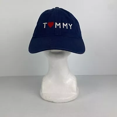 Tommy Hilfiger Cap Navy Blue Embroidered Spell Out Heart Logo Hat Adjustable • $19.95