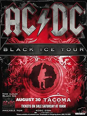 AC-DC  BLACK ICE TOUR  2009 SEATTLE-TACOMA CONCERT POSTER - Oz Heavy Metal Rock • $18.18