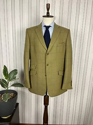 Magee Ireland Green Windowpane Wool Tweed Blazer Jacket 44 L EU 54 L • $95