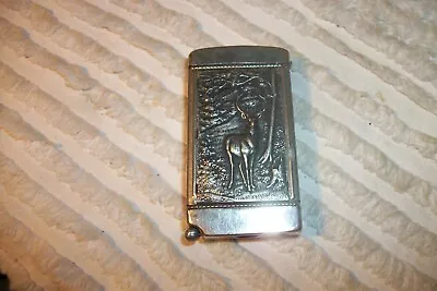 $34 • Buy Antique Match Safe With Cigar Cutter  Stag Buck /Advertising~ Belmont County,Oh
