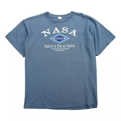 NASA Logo T Shirt Mens Large L Blue Vintage Johnson Space Center Crew Neck Tee • £8.95