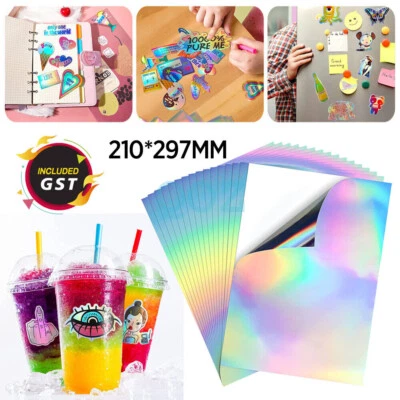 $11.43 • Buy 10/30/50 X A4 Holographic Holo Glossy Self Adhesive Sticker Paper Inkjet Printer