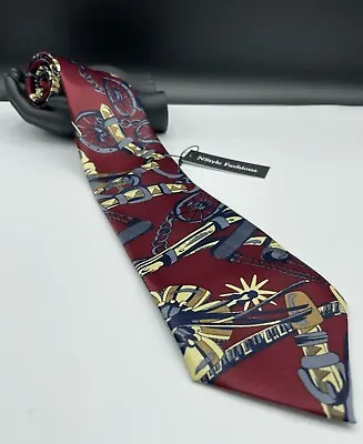 Mercedes Men's 100% Silk Tie ~ Red ~ Designer Pattern ~ Hand Made! • $17.99