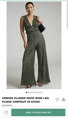 $16.40 • Buy Showpo Armida Plunge Wide Leg Jumpsuit Size 8