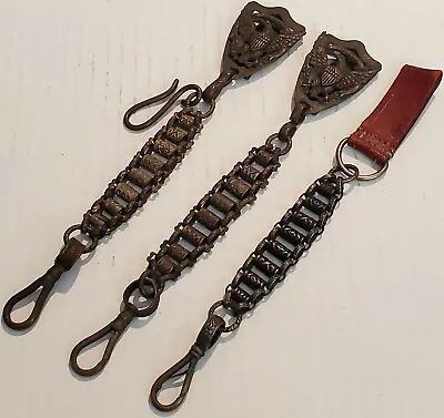 Antique Masonic Military Antique Belt Sword Clips & Chains E PLURIBUS UN UM • $199