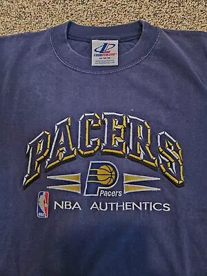 Vintage Indiana Pacers Logo Athletic NBA Blue T-shirt.  Size M. Embroidered.  • $15