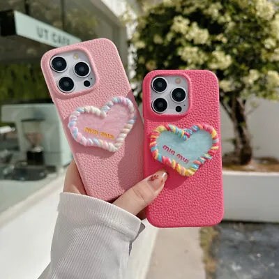 For Iphone 15 Pro 14 13 12 11 Pro Max 7 Cute DIY Heart-Shaped Leather Phone Case • $8.79