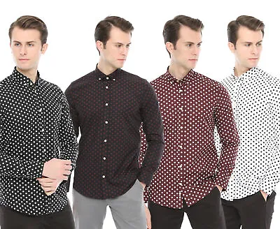 Xact Mens Polka Dot Shirt - Long Sleeved Mod Vintage • £29.99