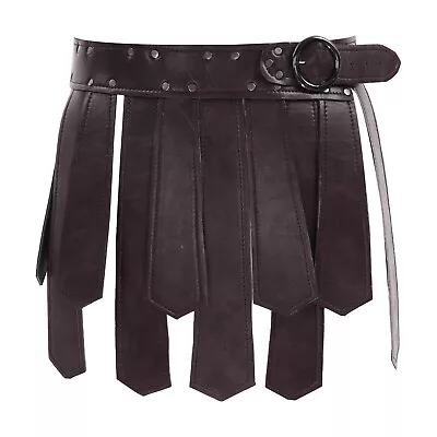 Men's Medieval Tassel Skirt Gladiator Warrior PU Leather WaistBelt Scotland UK • £33.99