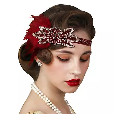 SWEETV 1920s Feather Headpiece Flapper Headband • $9.99