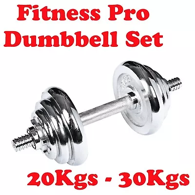 20Kgs / 30Kgs Chrome Dumbbell Set BarBel Home Gym Exercise Weight Adjustable • $89