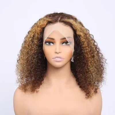 Human Hair Wigs Women Glueless Curly Wear And Go Lace Front Short Wig UK • £102.29