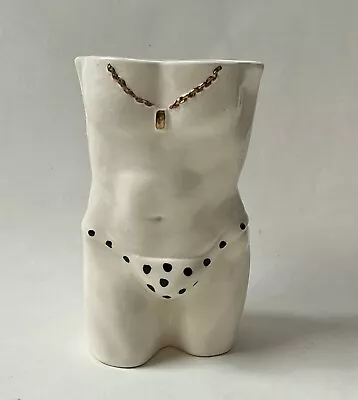 Vintage Studio Pottery Carters Male Torso Vase 1983 Spotty Briefs Gold Chain • £20