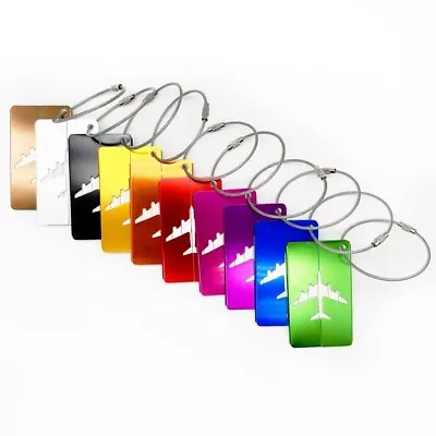 Aluminium Luggage Tags Holiday Suitcase Labels Travel Bag ID Plane Design New • £2.50