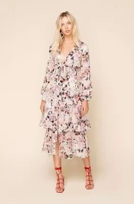 Sheike Tilly Floral Tiered Chiffon Maxi Dress Brand New Size 8 • $50