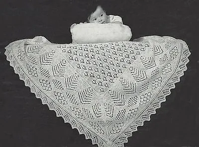 Baby Shetland Shawl Vintage Heirloom Knitting Pattern 2ply 47x47  910 • £2.09