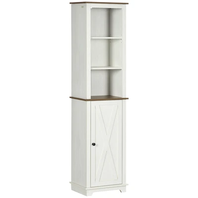 $73.98 • Buy Kleankin Tall Bathroom Cabinet Storage Cupboard With Door, Adjustable Shelves