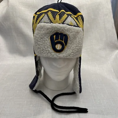 Men's New Era Navy Milwaukee Brewers Knit Trapper Hat • $34.99