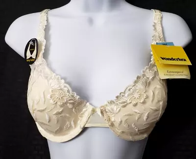 VTG WonderBra Extravagance Convertible Halter Bra 36C 36 C Ivory Lined Underwire • £28.90