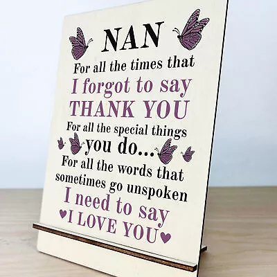 Nan Gifts Wooden Standing Plaque Birthday Gift For Nan Nanny Mothers Day Gifts • £5.99