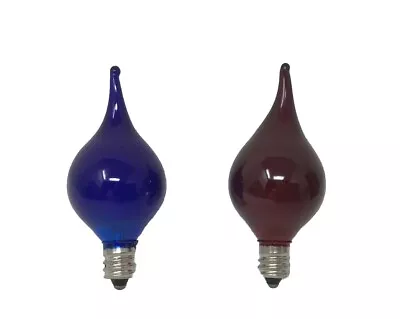 Christmas Flame Bulbs 120V 5W KL Blue Red 3” Long Vintage Tested Works  • $11.95