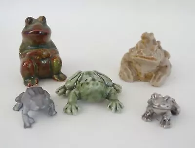 Frog Miniature Vintage Lot Of 5 Figurines Ceramic Pewter Metal Resin Pottery • $9.95