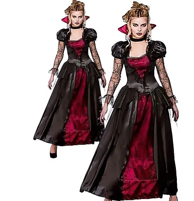 Adult Deluxe Satin VAMPIRE QUEEN Ladies Halloween Fancy Dress Costume UK 6-28 • £7.95