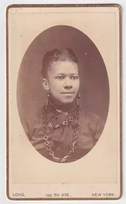 Bejeweled AFRICAN-AMERICAN Woman By Long NYC : 1880s NEW YORK CITY CDV Photo • $12.49