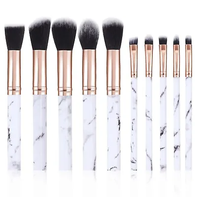 10 Piece Marble Make Up Brushes Set Foundation Foundation Blusher Powder Brush • £3.75