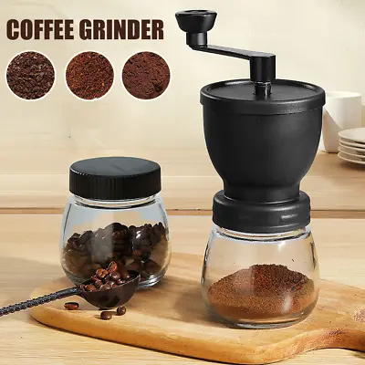 Manual Coffee Bean Grinder Adjustable Coarseness Ceramic Hand Held Mill Maker UK • £8.54