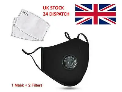 Washable Reusable Fabric Face Mask & PM2.5 Filters - UK STOCK • £1.99