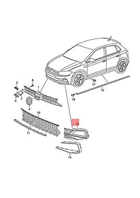 Genuine VW Polo Derby Vento-IND Vent Grille Satin Black 2G0853666E9B9 • $51.64