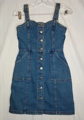 H&M Divided Junior's XXS Denim Blue Jean Skirt Overalls Dress Jumper • $14