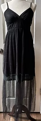 A’Reve Anthropologie V-Neckline Spaghetti Strap Black Lined Maxi Dress Small • $42