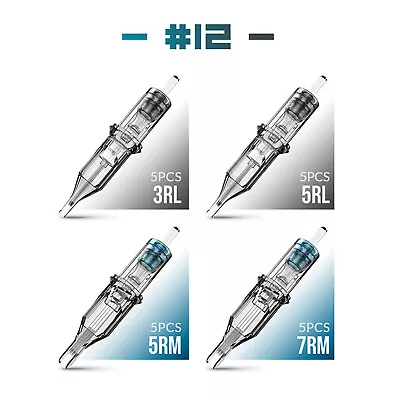 20Pcs Disposable Tattoo Cartridge Needles RL RS M1 Round Magnum Shader 0.35mm UK • £12.46