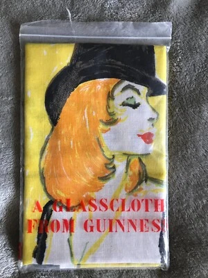 £29 • Buy Rare, GUINNESS GLASS CLEANING CLOTH / TEA TOWEL IRISH LINEN, ORIGINAL PACKAGING 